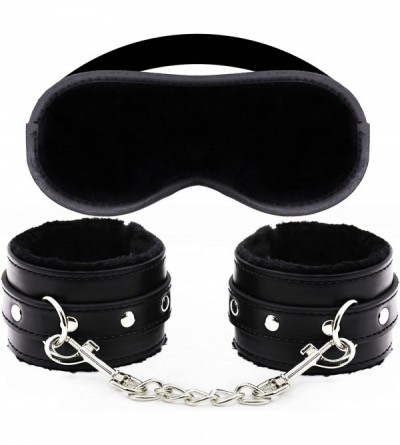 Restraints Suprer Soft Comfortable Fur Leather Handcuffs- Velvet Cloth Blindfold Eye Mask for Sex Play - Black - CH17WZ3ROGR ...