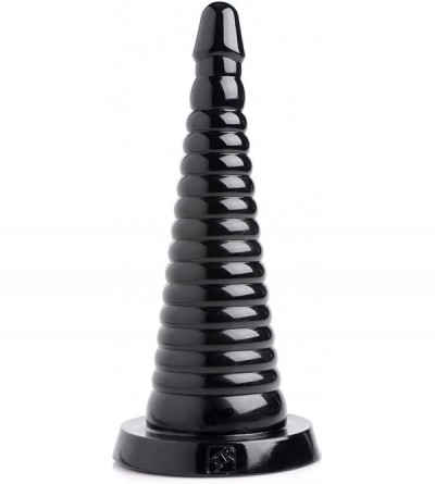 Anal Sex Toys Giant Ribbed Anal Ribbed Cone- Black (AF608) - CM18DU9TMHY $32.25