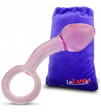Anal Sex Toys Large Pink Glass Anal Prostate Massager Butt Plug Beginner Male Toy Bundle with Premium Padded Pouch - Pink - C...