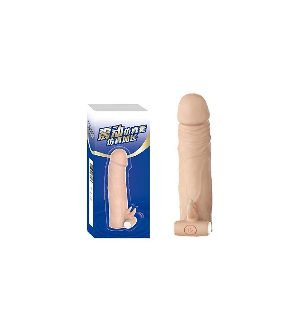 Pumps & Enlargers Vibrators Rabbit Penis Sleeve with Vibrating Head Penis Enlargement Cock Sleeve Adult Sex Toy for Men Threa...