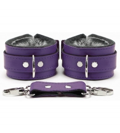 Restraints Bonn Wrist and Ankle Cuffs Handmade Full Grain Leather Restraints (Purple- Wrist) - Purple - C51887E6GQS $83.02