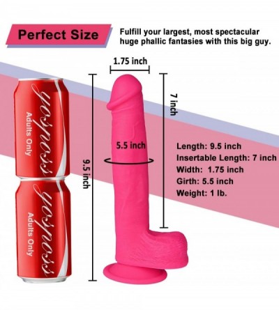 Dildos 9.5 Inch Realistic Dildo- Dual Density Liquid Silicone Lifelike Penis with Strong Suction Cup for Hands-Free Play Flex...