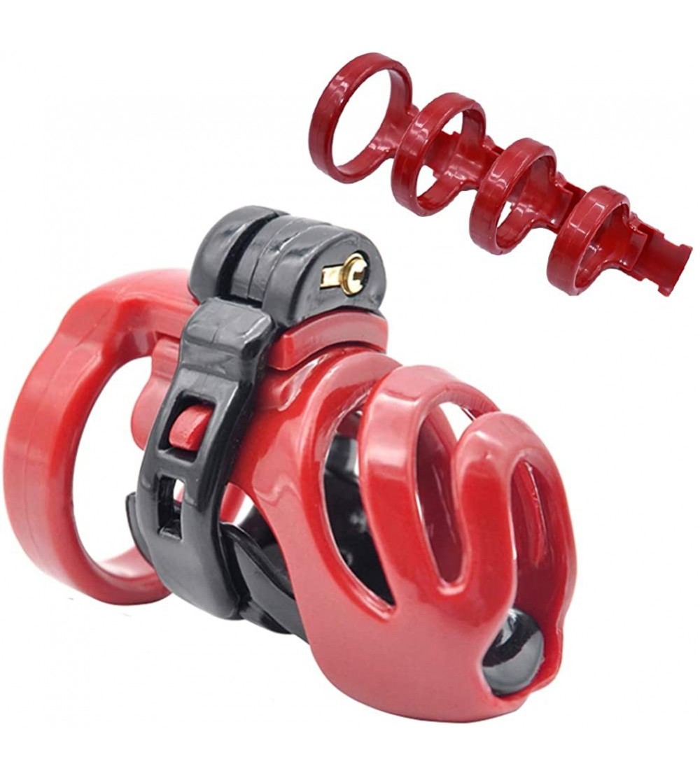 Chastity Devices Adjustable Chastity Cage with 4 Rings- Medical Grade Resin Cock Cage Sex Toy for Men - CM18WZRZQ9T $14.47