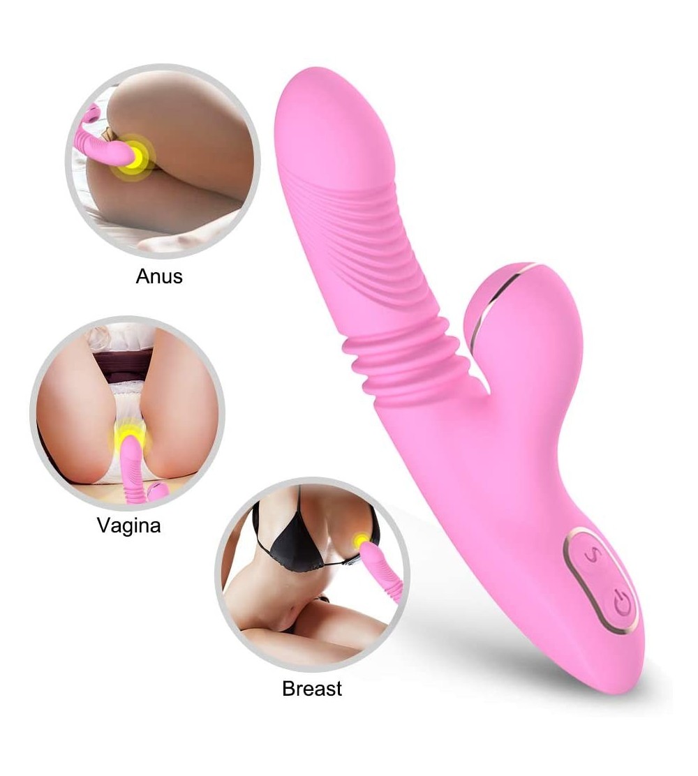 Vibrators Dual Motors Safe Silicone Wand Massager with Sucking -7 Frequency Suction&Thrusting Modes- USB Recharging - 100% Wa...