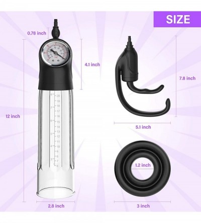 Pumps & Enlargers Penis Vacuum Pump for Men Erection Pumps Male Sex Toys- Penis Enlargement Growth Pump with Pressure Gauge f...