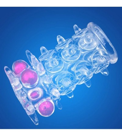 Male Masturbators Transparent Bead Massager Sleeves Rings Extender Toys for Male - CP18YDZU25Y $8.04