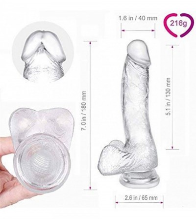 Dildos Portable 7 Inch Reàlǐstic Jelly Crystal Transparent Material Dîldɔ Women Self Pleasure Toys - CB19E8RGDKN $21.24