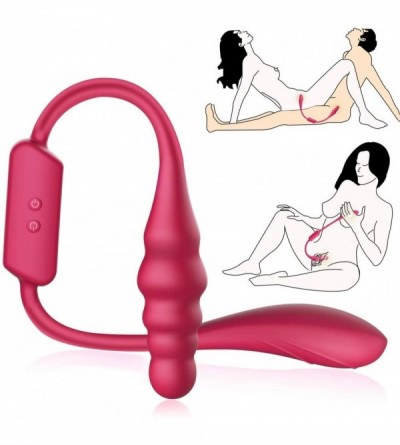 Dildos Double Ended Vibrator - Ella Dual Dildo with Anal Beads- 10 Modes Independent Control Silicone Rechargeable G-spot and...
