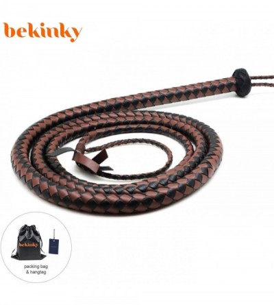 Paddles, Whips & Ticklers Premium Microfiber Leather Bull Whip- 8 Foot 8 Plait Brown and Black Bullwhip- Luxurious Braided Ho...