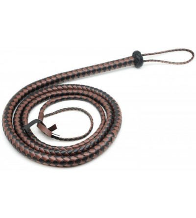 Paddles, Whips & Ticklers Premium Microfiber Leather Bull Whip- 8 Foot 8 Plait Brown and Black Bullwhip- Luxurious Braided Ho...