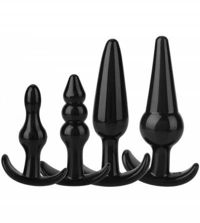 Anal Sex Toys 4Pcs Comfortable Silicone Trainer Set Massager for Men and Women(Black) - CQ18YNNM633 $42.49
