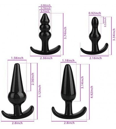 Anal Sex Toys 4Pcs Comfortable Silicone Trainer Set Massager for Men and Women(Black) - CQ18YNNM633 $13.42