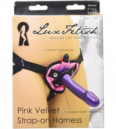 Dildos Lux Fetish Adjustable Strap-on Harness- Pink Velvet- Pink - C41148G2HIH $14.52