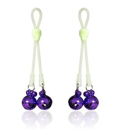 Nipple Toys Nipple Clamps Clips with Luminous Rope SM Flirting Toy for Women(Green Skull Purple Bells) - Purple - CU12MTCNQE5...