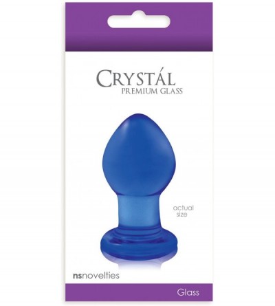 Anal Sex Toys Crystal Premium Glass Plug- Blue- Small - Blue - CG1193HR853 $9.00