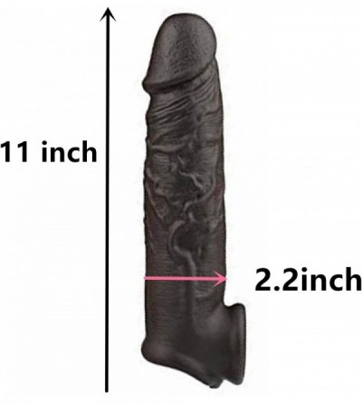 Pumps & Enlargers Sexy Black 11" Longer Add 2" Shaft Bottom Double Open Girth Enhancer Extension Sleeve Extender Sheath Toy G...