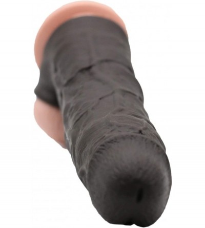 Pumps & Enlargers Sexy Black 11" Longer Add 2" Shaft Bottom Double Open Girth Enhancer Extension Sleeve Extender Sheath Toy G...