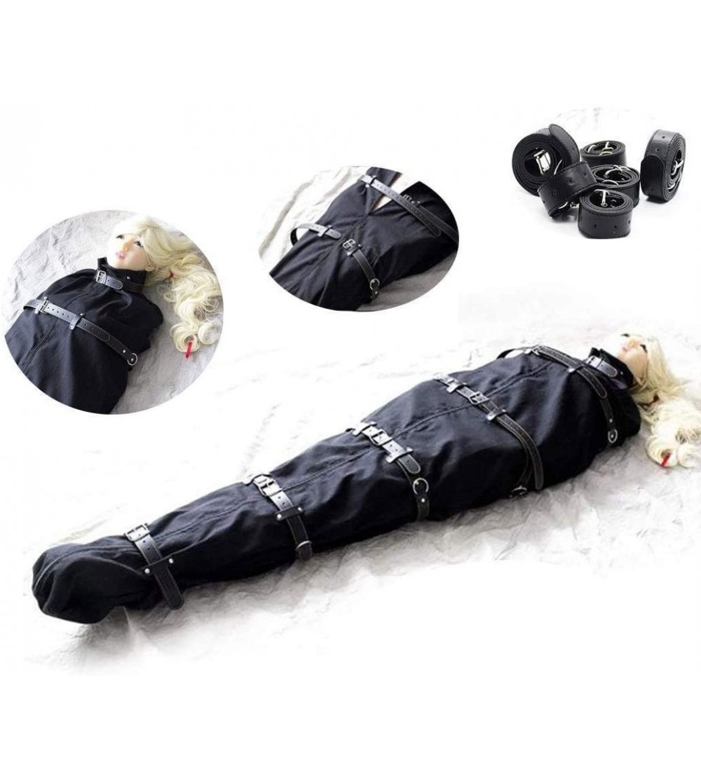 Restraints SM Extreme Bondage Clothes Sleeping Bag/Straitjacket with 6 Leather Belt- Full Body Erotic Lingerie Hand Foot Tigh...