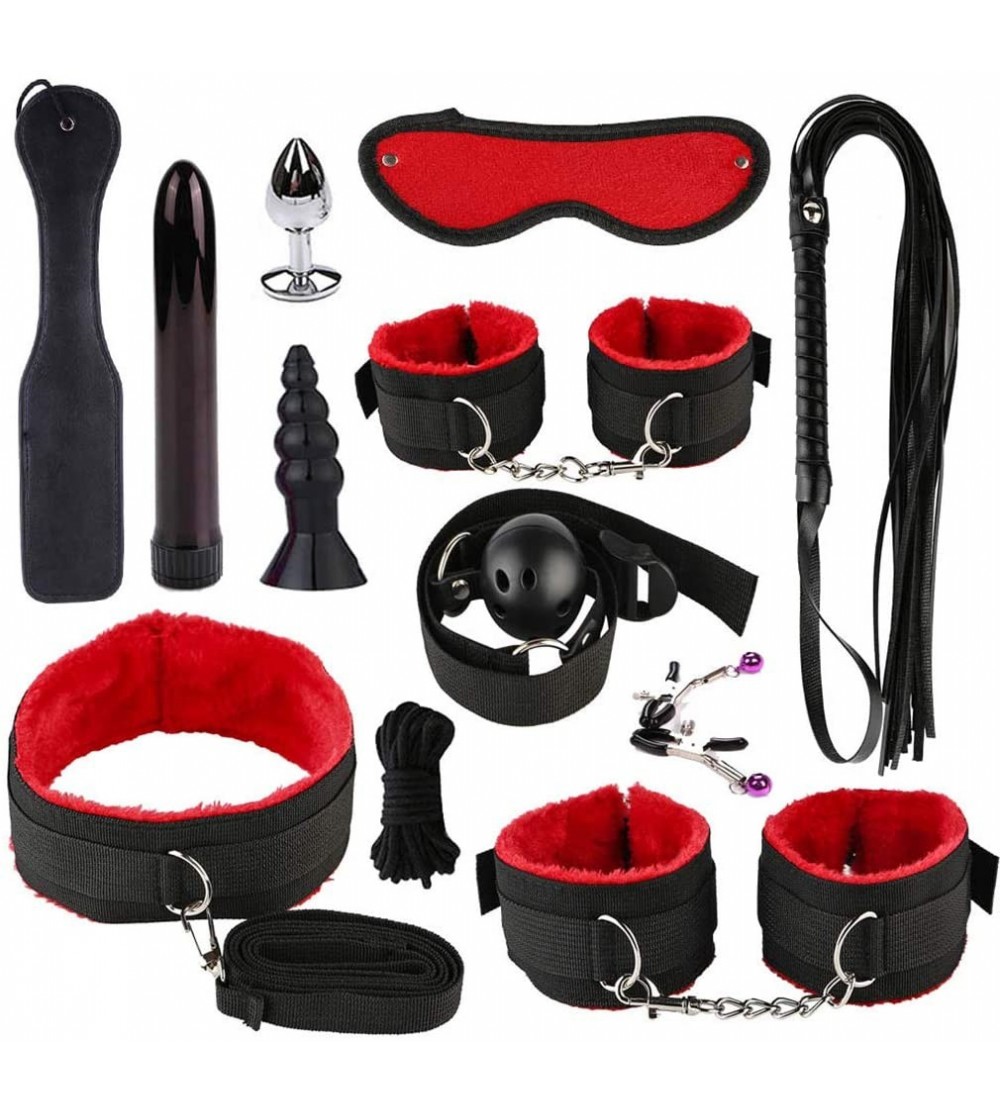 Restraints Adult Fun 12PCS Restrain Kits Bed Game Play Set Leather Bondage Sets Biinding Amal Plugs Couple Kits (R3) - R3 - C...