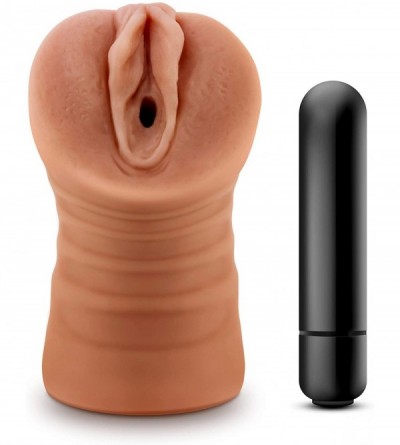 Anal Sex Toys M for Men Julieta Ultra Soft Realistic Ribbed Vibrating Stroker Sleeve Male Masturbator Sex Toy for Men - Mocha...