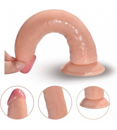 Dildos Realistic Dildo with Flared Suction Cup Base Bendable Penis Adult Sex Toy for Vaginal G-spot and Anal Play(Beige) - Be...