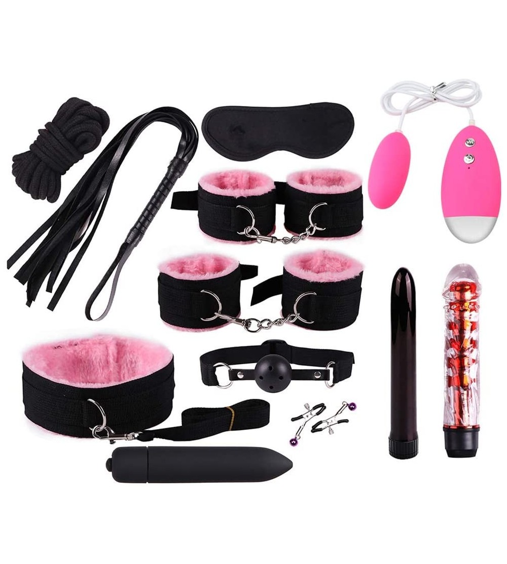 Restraints 12Pcs Adult Secs Toys Kit BDSM Kits Bandage Game Tools - Pink - C919DAWQZKG $23.03