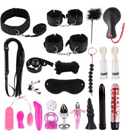 Paddles, Whips & Ticklers 23pcs Leather BSDM Toys for Couples Paddle Toy for Men Women - Black - C1193DYAQ7L $85.50