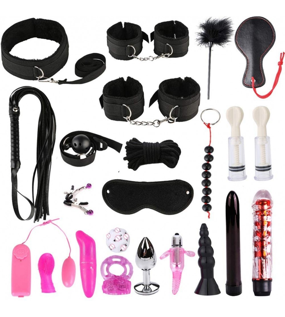 Paddles, Whips & Ticklers 23pcs Leather BSDM Toys for Couples Paddle Toy for Men Women - Black - C1193DYAQ7L $42.75