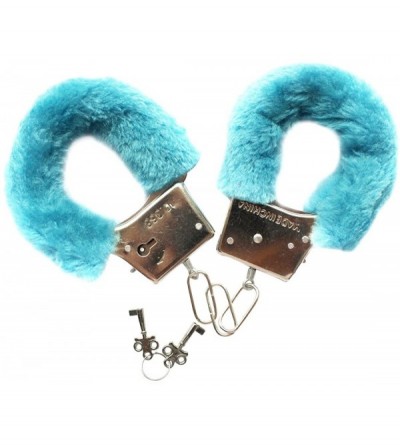 Restraints Sexy Furry Fuzzy Night Party Working Metal Cuffs for Women Men Couples Game Novelty Gift - Blue - C8180HQS4OU $10.82
