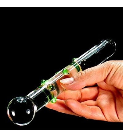 Dildos Green Glass Dildo Crystal Glass Penis with Handle Dick Glass Butt Plug Anal Beads Adult Sex Toys for Women - Green - C...