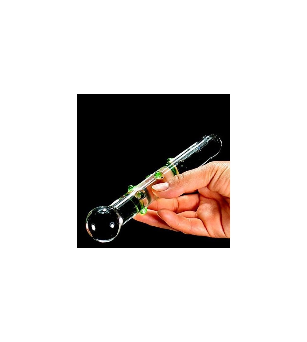 Dildos Green Glass Dildo Crystal Glass Penis with Handle Dick Glass Butt Plug Anal Beads Adult Sex Toys for Women - Green - C...