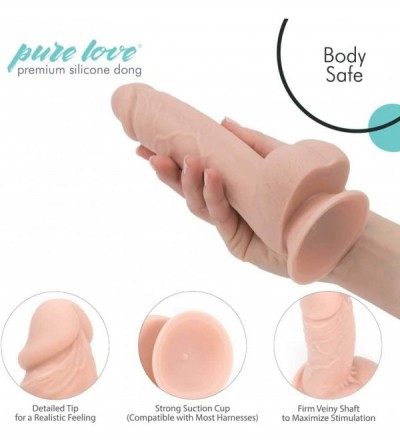 Dildos 7.5 Inch Textured Silicone Dildo with Suction Cup- Beige Color- Adult Sex Toy - C418H54QDKO $23.32