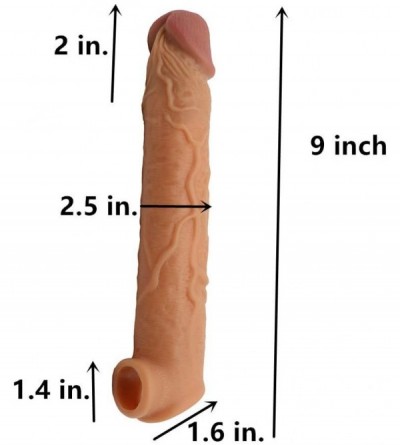 Pumps & Enlargers 9 in. Skin Silicone penile Condom Lifelike Fantasy Sex Male Chastity Toys Lengthen Cock Sleeves Dick Reusab...