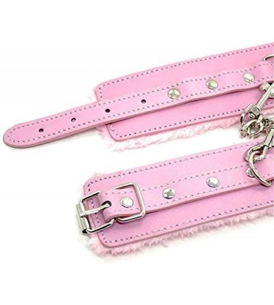 Restraints Soft Fur Leather Adjustable Handcuffs-Costume Accessoire - Pink - CS19364HZCH $10.46
