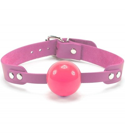 Gags & Muzzles Atlas Silicone Mouth Ball Ultra Soft Latigo Leather Strap Gag for Women Men - Pink - CR18O23X5GT $22.48