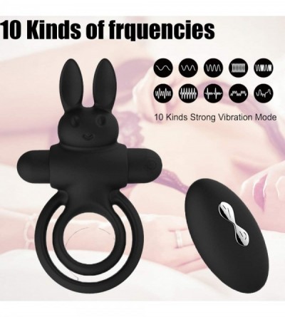 Penis Rings Soft Silicone Rabbit Vibrating Cock Ring with Remote Control Waterproof Penis Ring Vibrator Adult Sex Toys (Black...