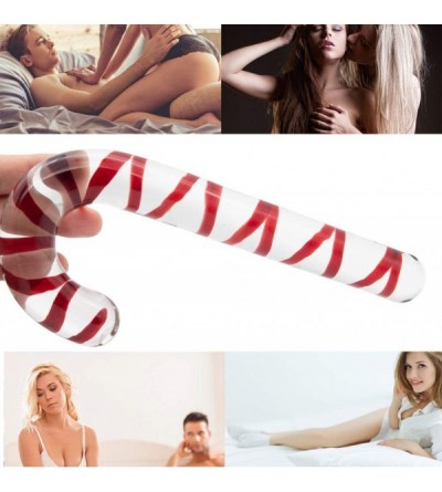 Dildos Glass Pleasure Wand- Crystal Dildo Christmas Gift Candy Cane Unisex Anal Butt Plug for Men Women Romi - C718ASDI7YN $9.51
