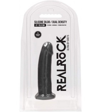 Dildos RealRock Silicone Dildo Without Balls - 15-3 cm - Black - CZ18WZYNQ4A $19.82