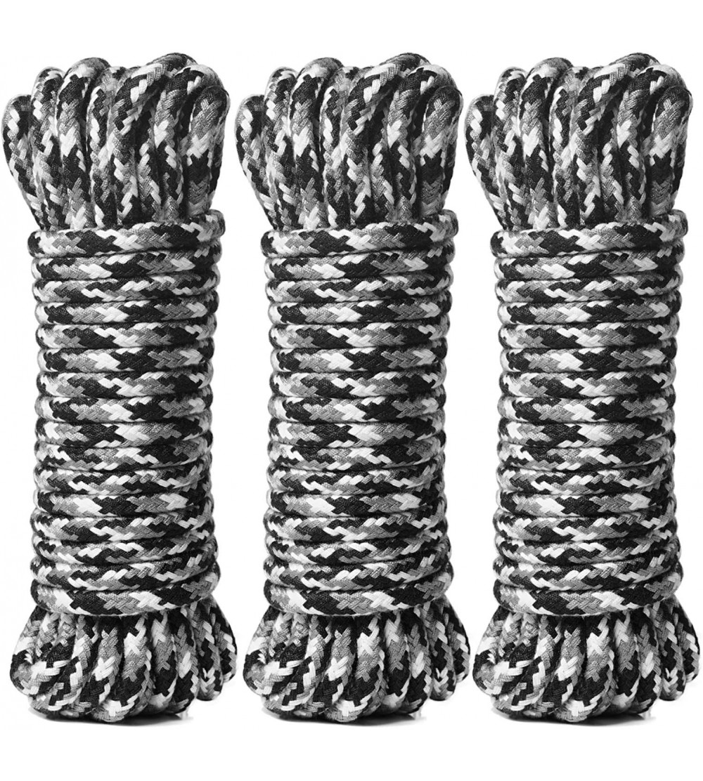 Restraints [3 Pack] 32 Feet Soft Cotton Bondage Rope- Bondage Restraints Sex Rope for Couples (Black - Black&grey&white - CC1...