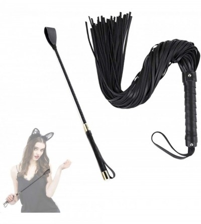 Paddles, Whips & Ticklers Horse Riding Crop Whip Set- Faux Leather Handle Crop for Horse with Double Slapper Soft Teaching Tr...
