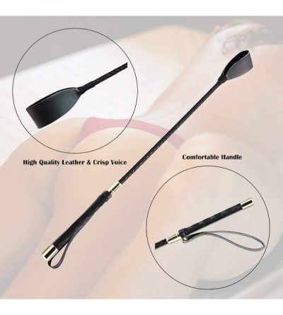 Paddles, Whips & Ticklers Horse Riding Crop Whip Set- Faux Leather Handle Crop for Horse with Double Slapper Soft Teaching Tr...