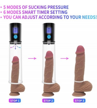 Pumps & Enlargers Penis Pump- 5 Suction Intensities & 6 Modes Timer Penis Erection Vacuum Pump- with Clear LED Display & Rule...