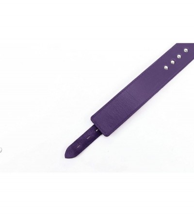 Restraints Arcadia Bondage Choker Handcrafted Genuine Leather BDSM Collar (Purple- Large) - Purple - CJ18A20CH5E $24.02