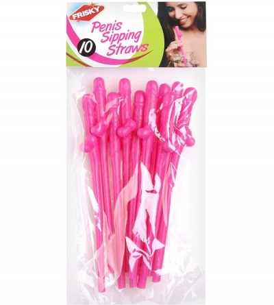 Novelties 10 Pack Penis Sipping Straws - Pink - CL11IND8UDR $19.02