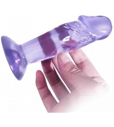 Vibrators Dîldɔ 4.33 Inches Realistic Purple Glass Dîldɔ Suction Cup Relax Mǎssage Heating Wand Mǎssager- Total Waterproof- M...
