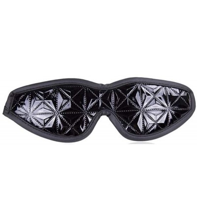 Blindfolds Black Leather Blindfold Diamond Pattern Edging Eye Mask Adult Toy Stage Props - CH192XXSEEG $29.78