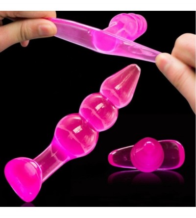 Anal Sex Toys Silicone Anal Butt Plug G-Spot Stimulation Suction Cup Jelly Dildo Anal Toys - Pink - CE18CR2K409 $16.67