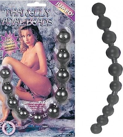Anal Sex Toys Jumbo Thai Anal Beads- (Black) - Black - C518Q0D33L3 $6.07