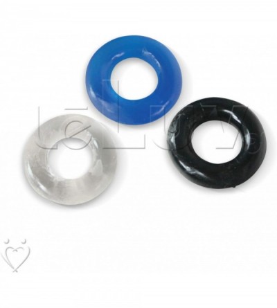 Penis Rings Penis Ring Set of 3 TPR Donut Black- Clear- Blue One of Each Color 1.5 cm / 0.6 Inch Inner Diameter - One of Each...