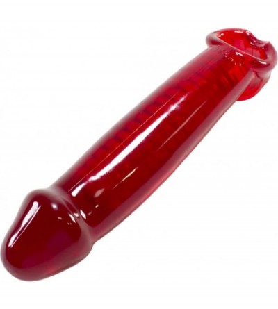 Dildos Muscle Smooth Cocksheath with Length Insert - Ruby - CN128DI7LJ5 $34.64